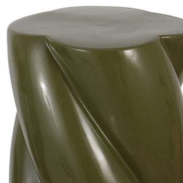 Yves 18" Modern Minimalist Rope Twist Ceramic Indoor-Outdoor Garden Stool